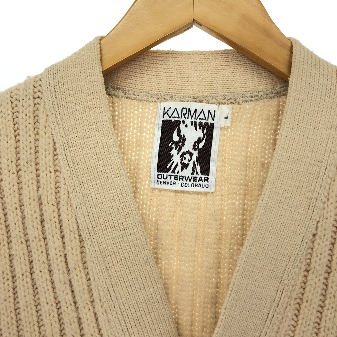 KARMAN OUTERWEAR Front-opening fleece-switched wool knit vest, men's L /eaa420270