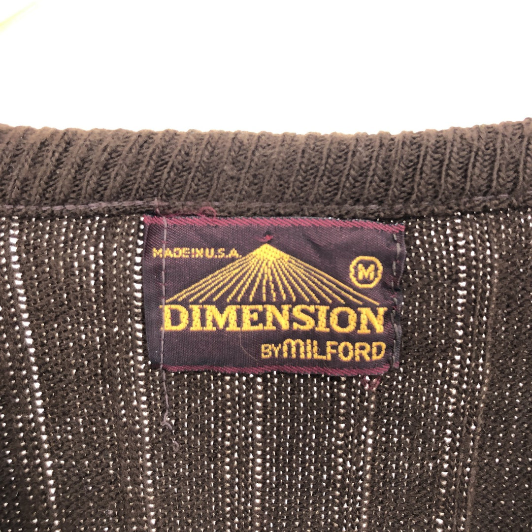 70'S DIMENSION by MILFORD Ribbed V-neck knit vest Made in USA Men's M Vintage /eaa420277