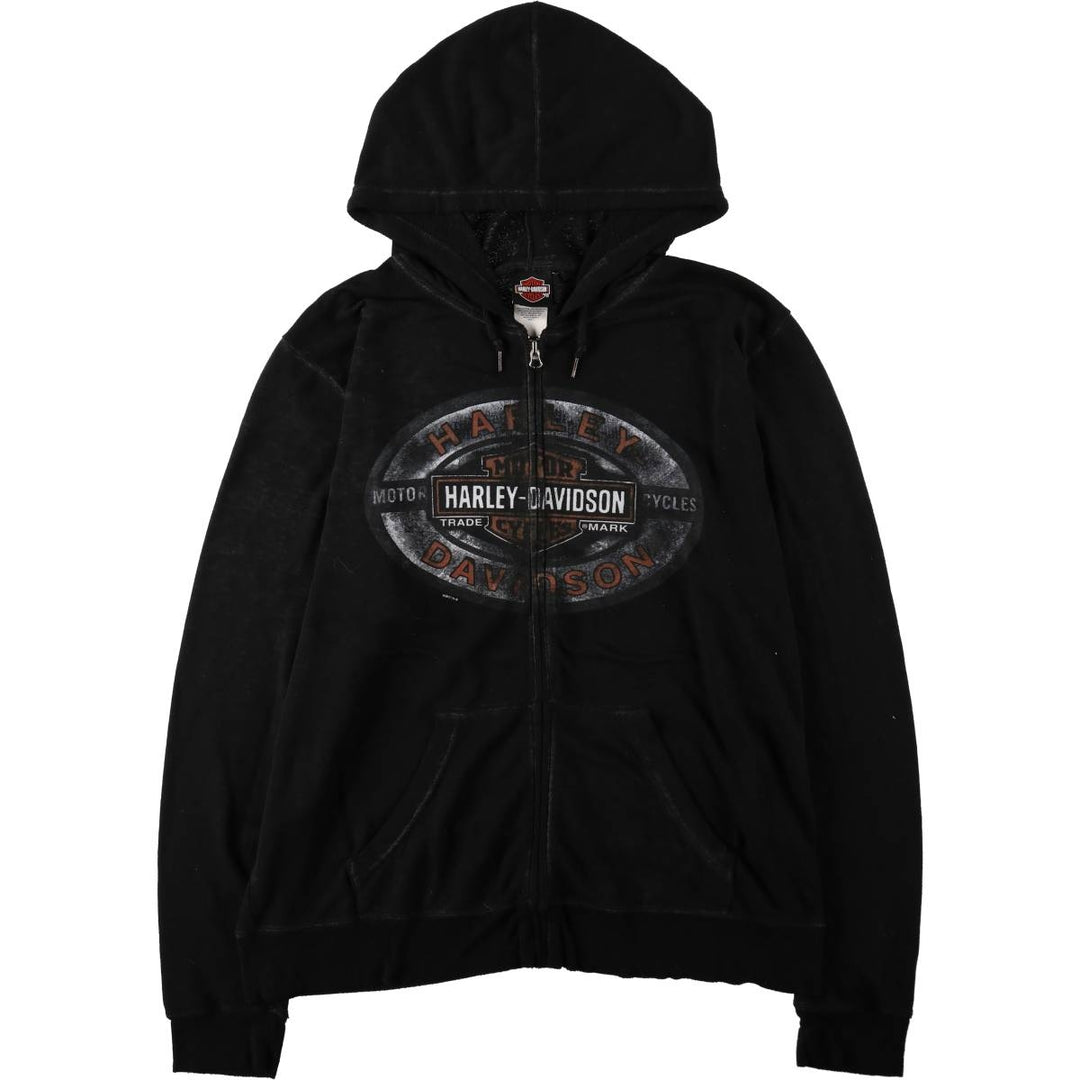 Harley-Davidson Sweat Full Zip Hoodie Men's L size cotton black type Vintage Second Hand