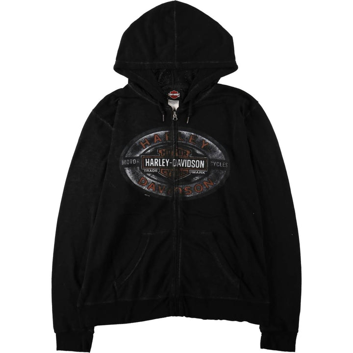 Harley-Davidson Sweat Full Zip Hoodie Men's L size cotton black type Vintage Second Hand