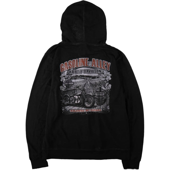 Harley-Davidson Sweat Full Zip Hoodie Men's L size cotton black type Vintage Second Hand