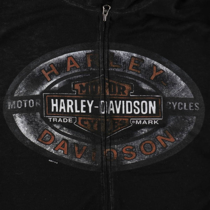 Harley-Davidson Sweat Full Zip Hoodie Men's L size cotton black type Vintage Second Hand