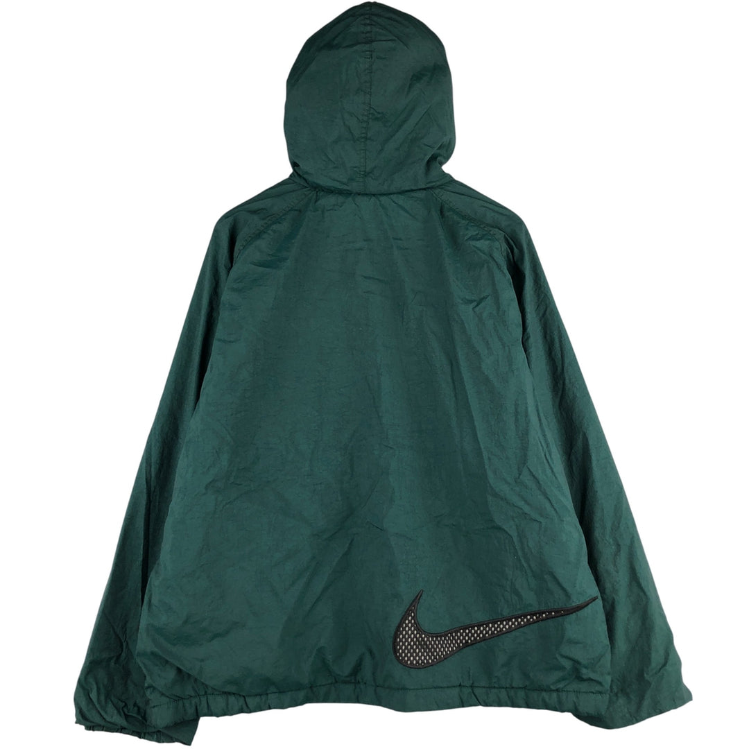 90'S Nike Back Logo Padded Hoodie Puffer Jacket Men's XL Vintage Nylon Green type dark green Vintage Second Hand