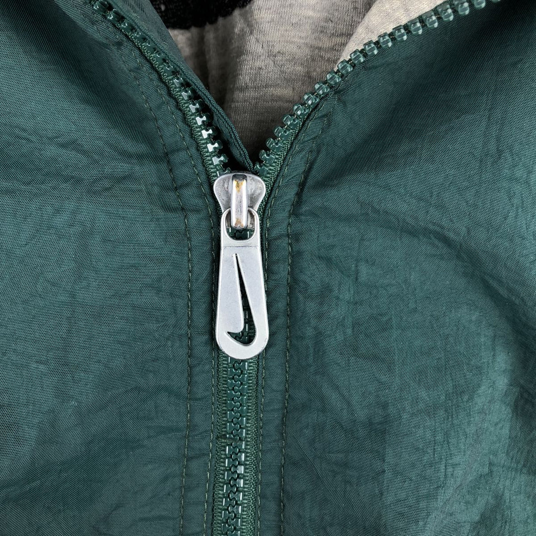 90'S Nike Back Logo Padded Hoodie Puffer Jacket Men's XL Vintage Nylon Green type dark green Vintage Second Hand