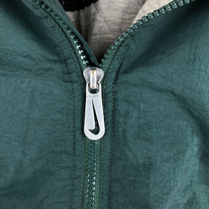 90'S Nike Back Logo Padded Hoodie Puffer Jacket Men's XL Vintage Nylon Green type dark green Vintage Second Hand