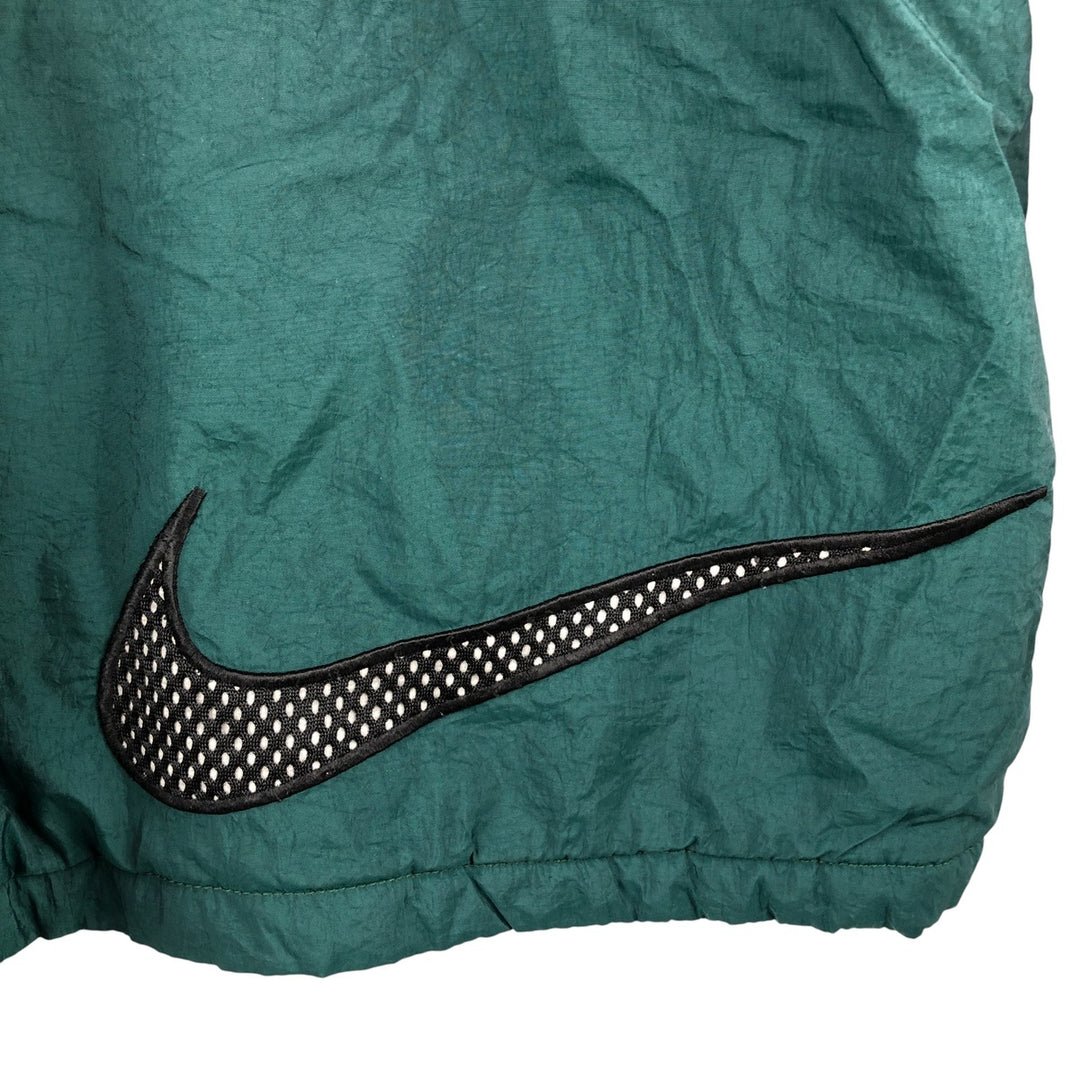 90'S Nike Back Logo Padded Hoodie Puffer Jacket Men's XL Vintage Nylon Green type dark green Vintage Second Hand