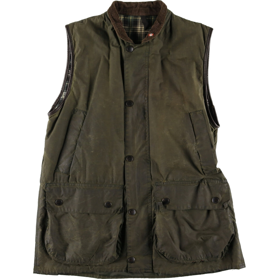 80s-90'S Barbour WESTMORLAND 3rd Warrant Badge Waxed Cotton Oiled Vest Made in England Men's M /eaa420745