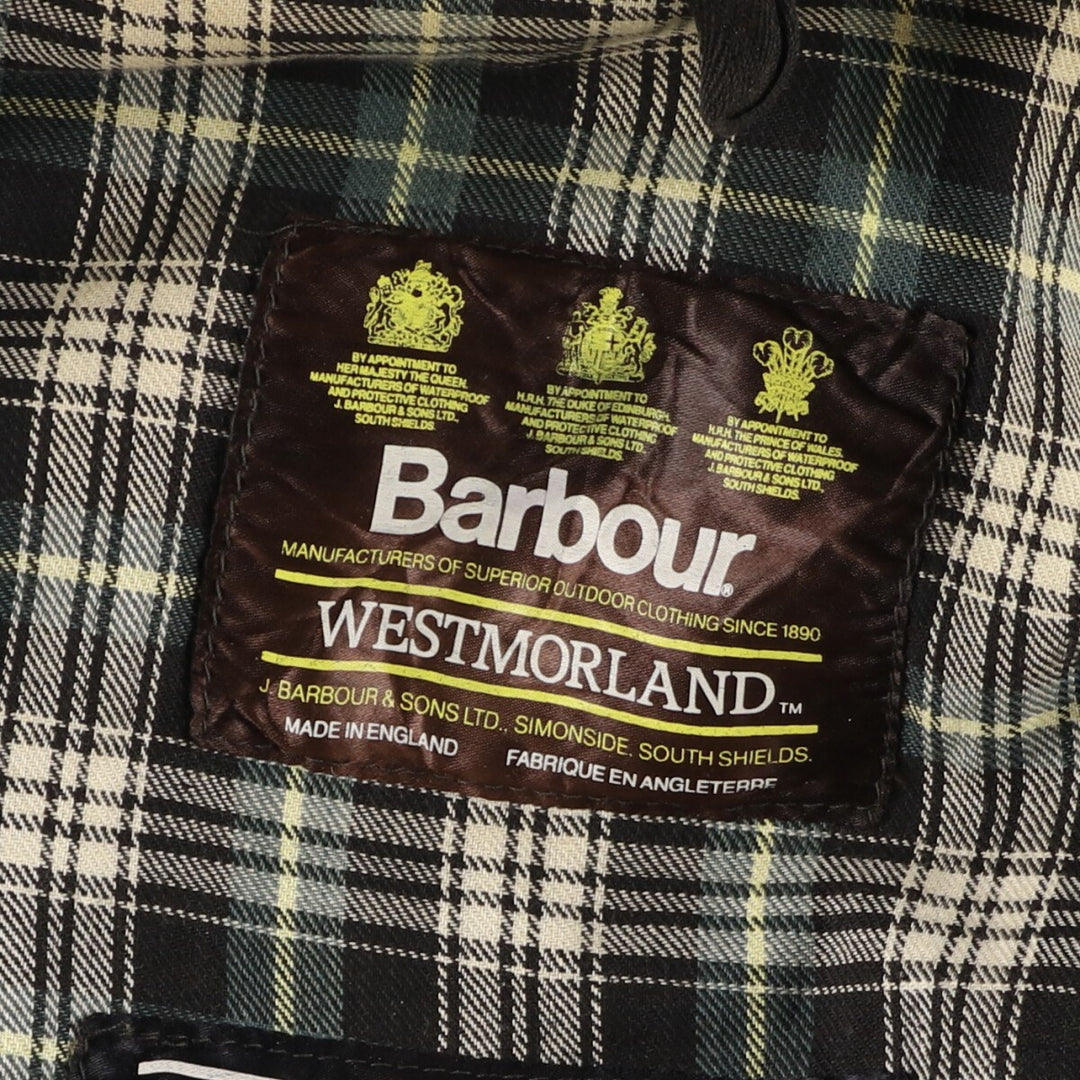 80s-90'S Barbour WESTMORLAND 3rd Warrant Badge Waxed Cotton Oiled Vest Made in England Men's M /eaa420745