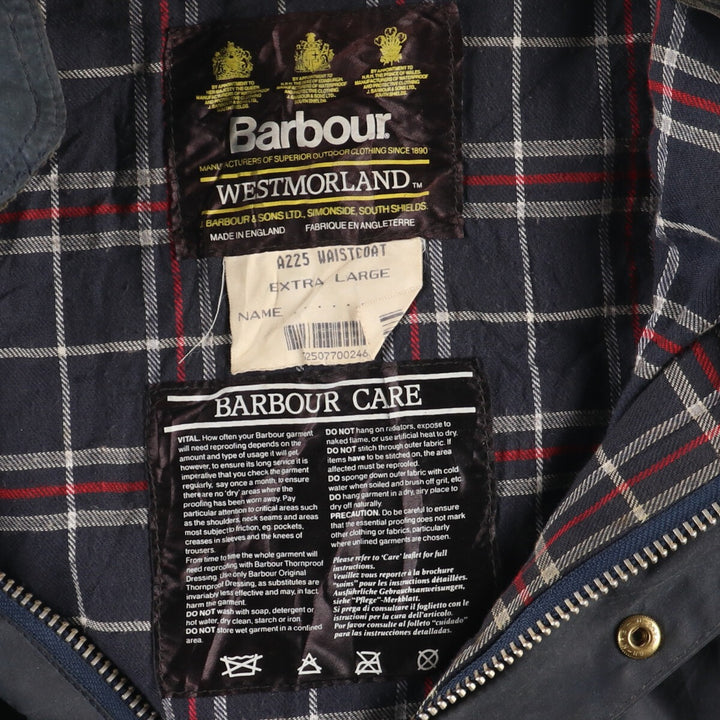 90'S Barbour WESTMORLAND 3 Warrant Waxed Cotton Oiled Vest Made in England Men's L Vintage /eaa420747