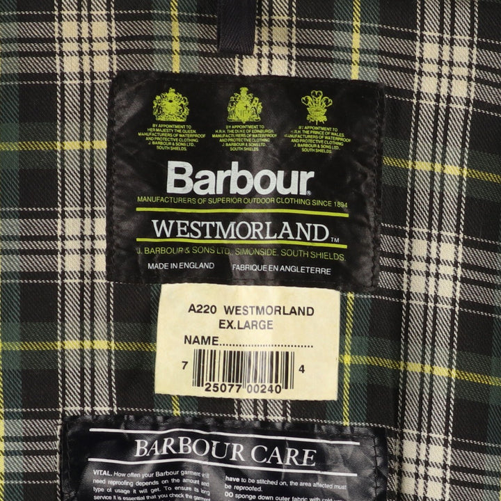 90'S Barbour WESTMORLAND 3 Warrant Waxed Cotton Oiled Vest Made in England Men's XL Vintage /eaa420749