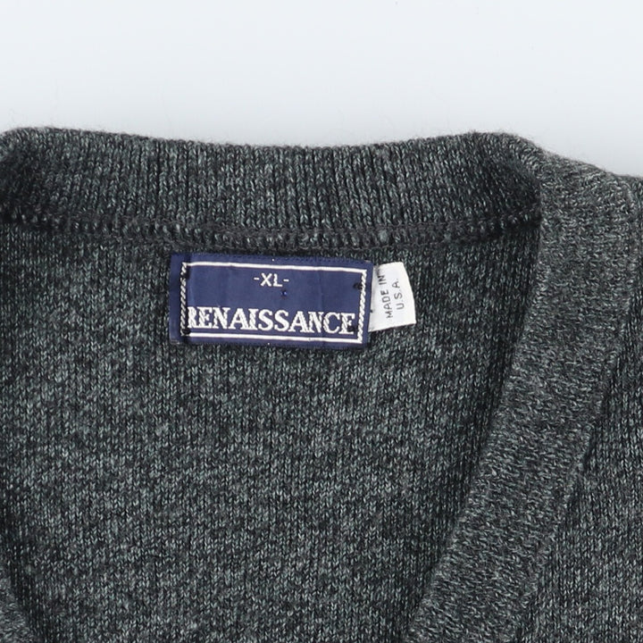 RENAISSANCE V-neck acrylic knit vest made in USA men's XL /eaa420872 [Used] [240225]