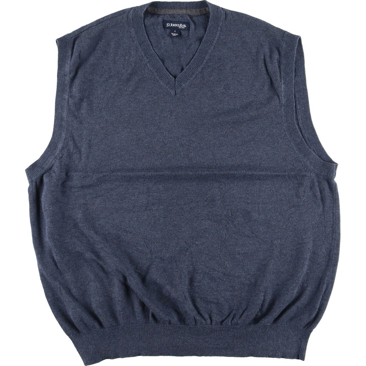 ST. JOHN'S BAY V-neck cotton knit vest, men's L /eaa420874 [Used] [240225]