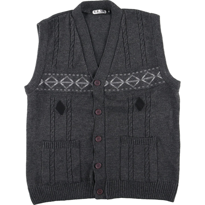 UKSH. All-over print, open-front acrylic vest, men's M /EAA420877 [Used] [240225]