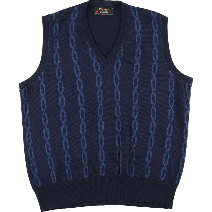 WARREN CLASSIC All-over Print V-neck Knit Vest Made in Canada Men's L /eaa420882