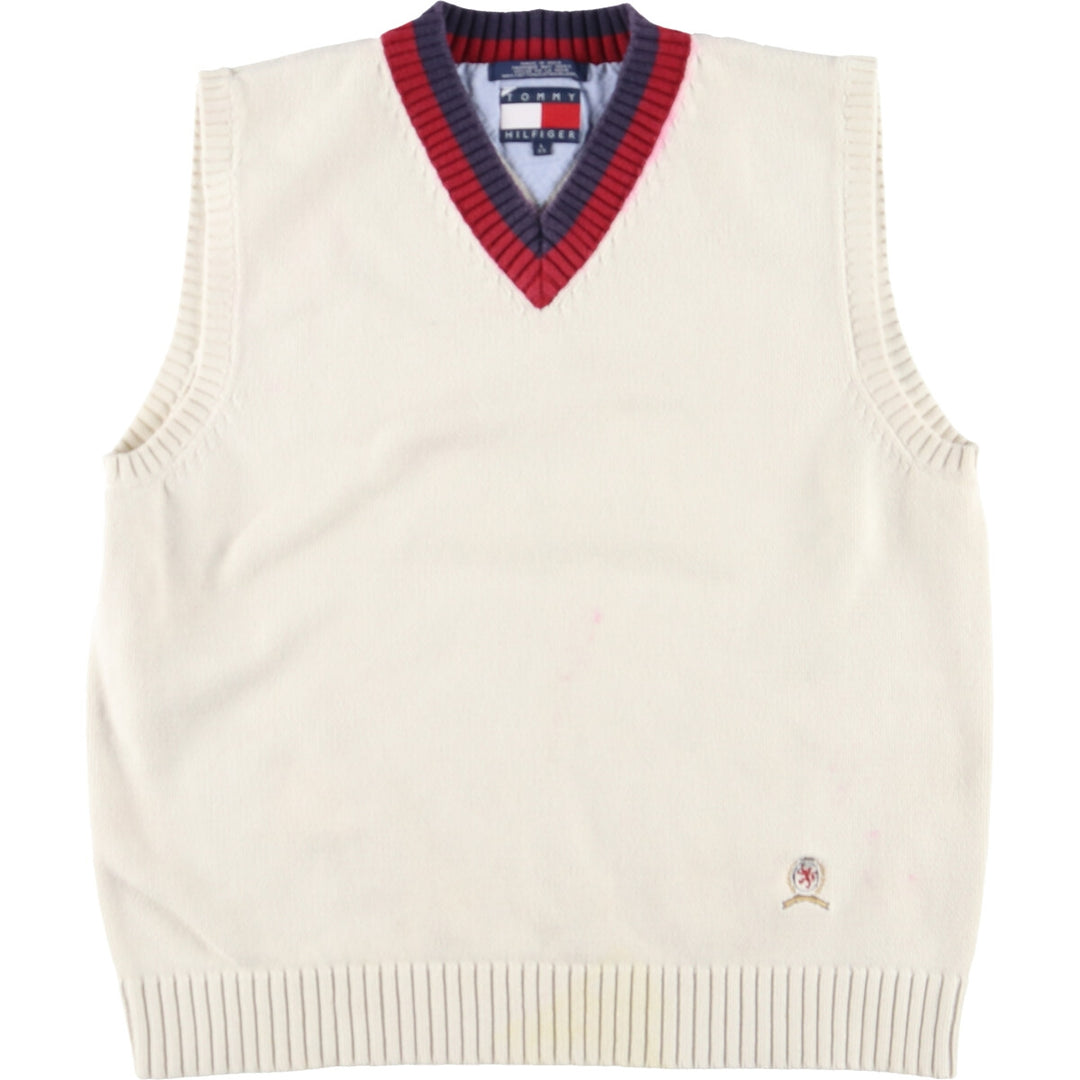 90'S Tommy Hilfiger V-neck cotton knit vest, men's L, vintage / eaa420891