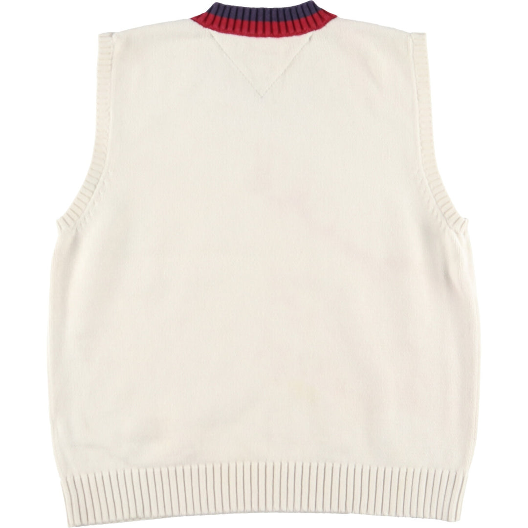 90'S Tommy Hilfiger V-neck cotton knit vest, men's L, vintage / eaa420891