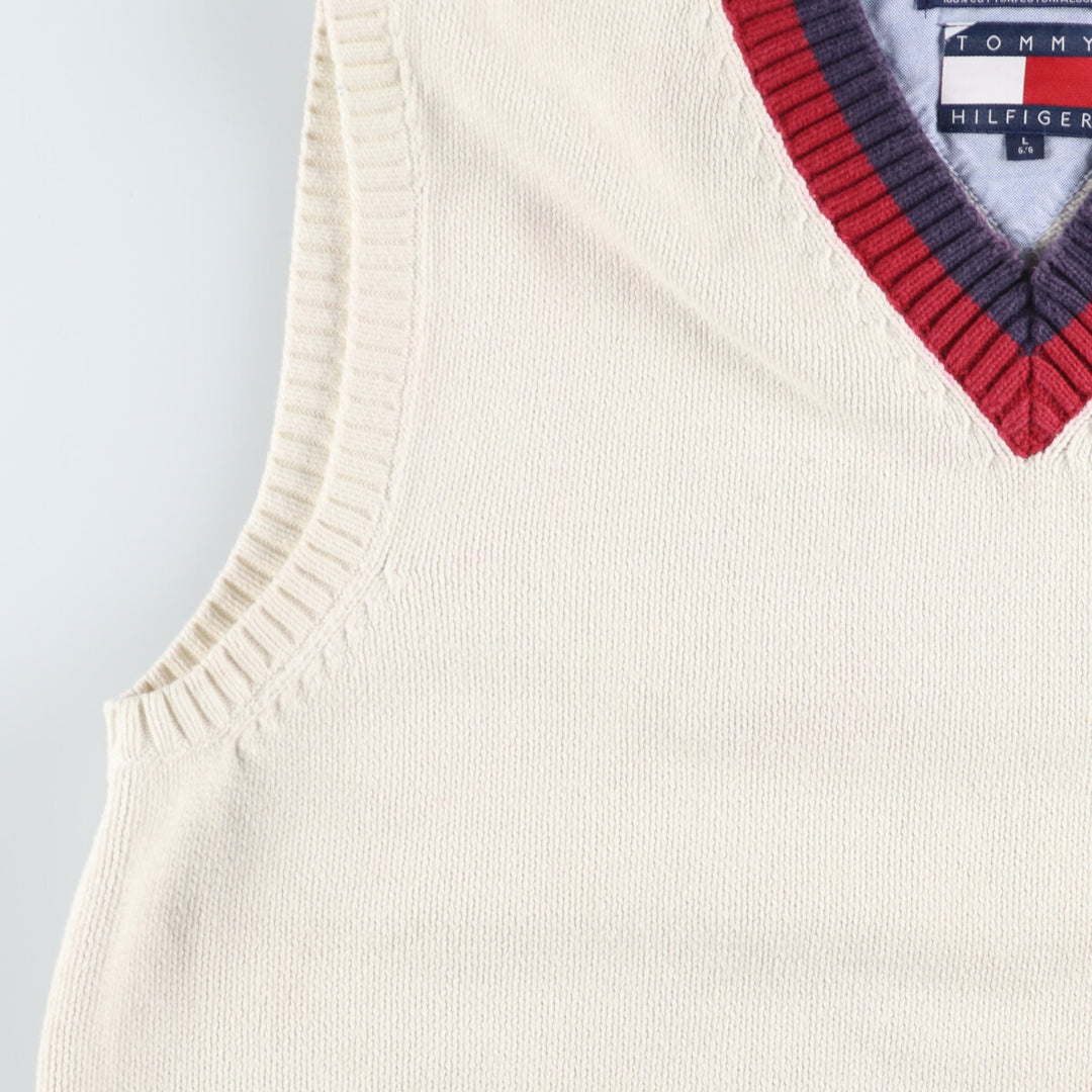 90'S Tommy Hilfiger V-neck cotton knit vest, men's L, vintage / eaa420891