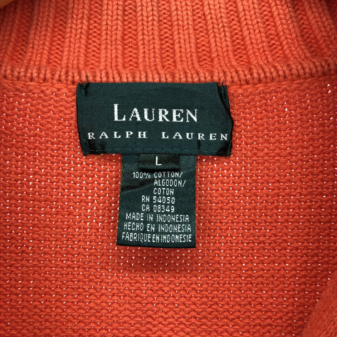 Ralph Lauren LAUREN Lauren Cotton Knit Half Zip Sweater Women's XL /eaa421106