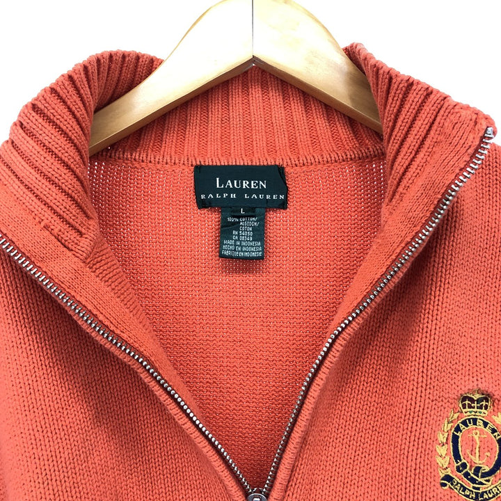 Ralph Lauren LAUREN Lauren Cotton Knit Half Zip Sweater Women's XL /eaa421106