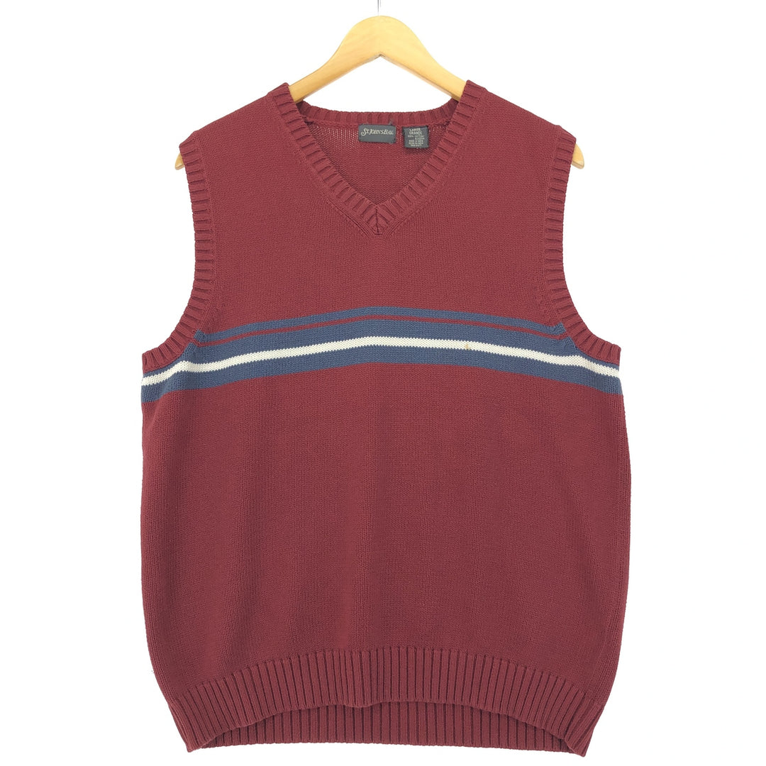 St. John's Bay V-neck cotton knit vest, men's L /eaa421140