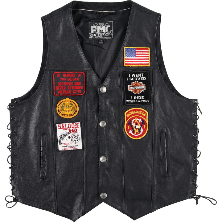 FMC EXTREME Leather Vest Men's XXL Side Lace-up /eaa421336