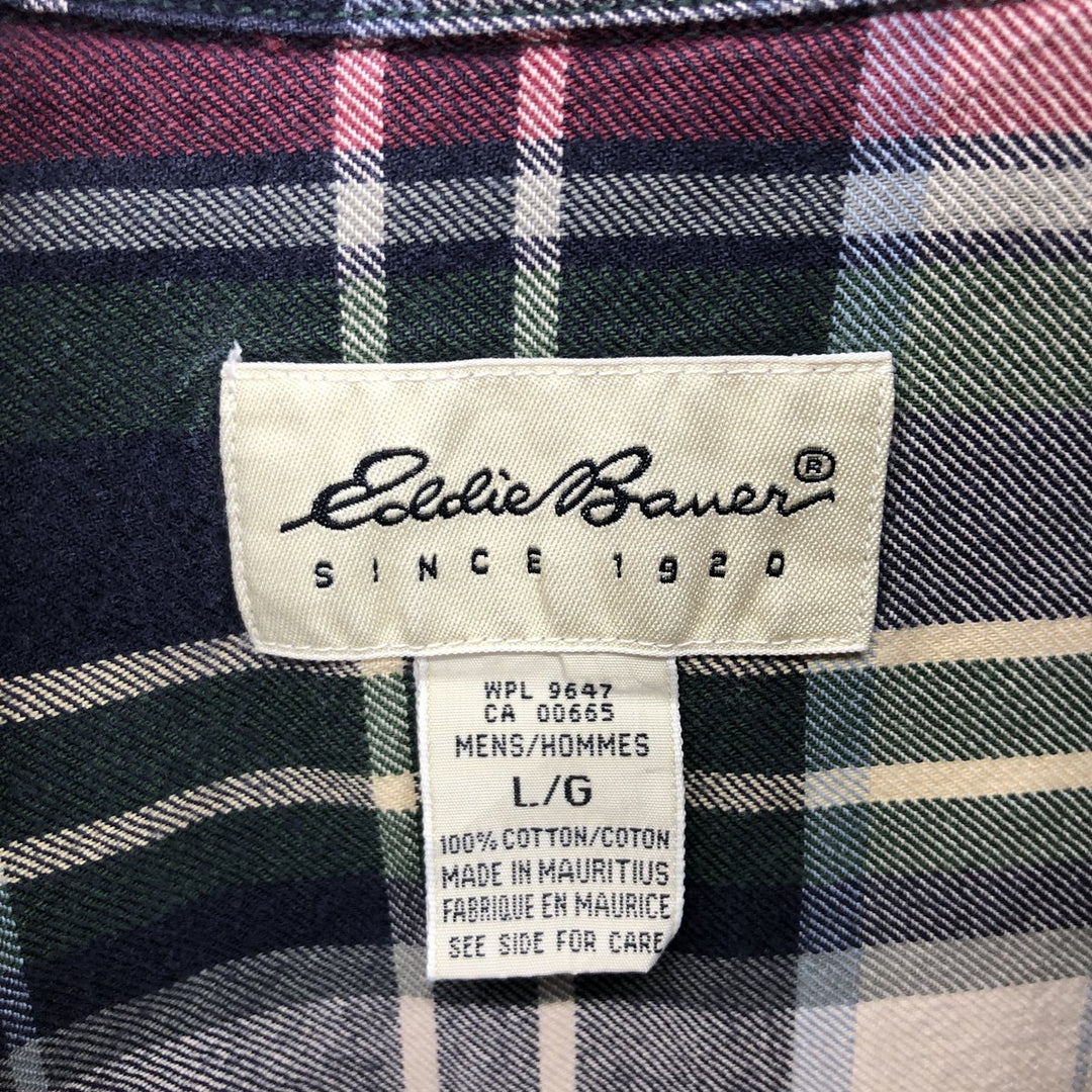 00'S Eddie Bauer Long Sleeve Button Down Light Flannel Check Shirt Men's L /eaa421389