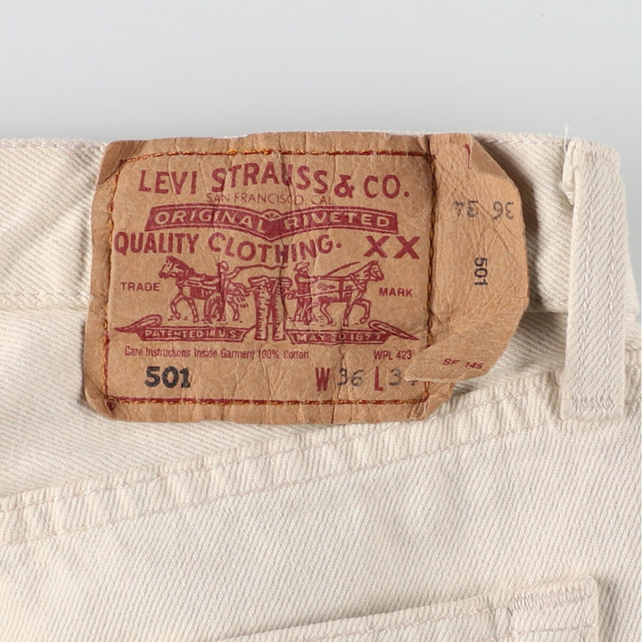 Levi's 501-0127 White Denim Straight Denim Pants Men's W35 / eaa421523