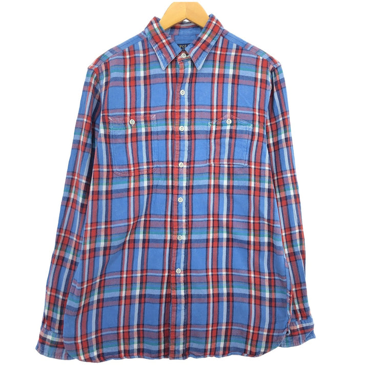 Ralph Lauren POLO RALPH LAUREN Long Sleeve Light Flannel Check Shirt Men's M /eaa421651