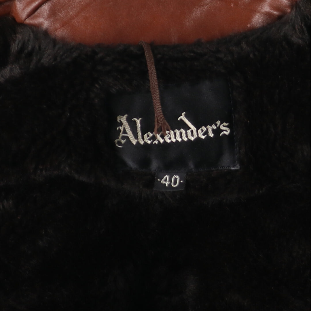 90'S Alexander's Fleece Collar Leather Car Coat Men's M Vintage /eaa421699