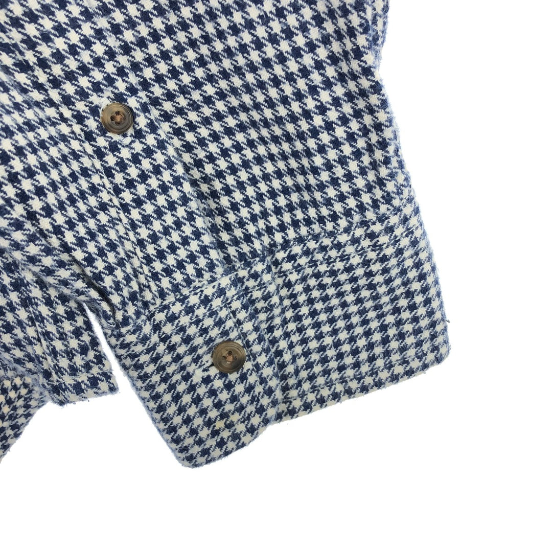 90'S J.Crew Houndstooth Pattern Long Sleeve Button-Down Flannel Check Shirt Men's L Vintage /eaa422314