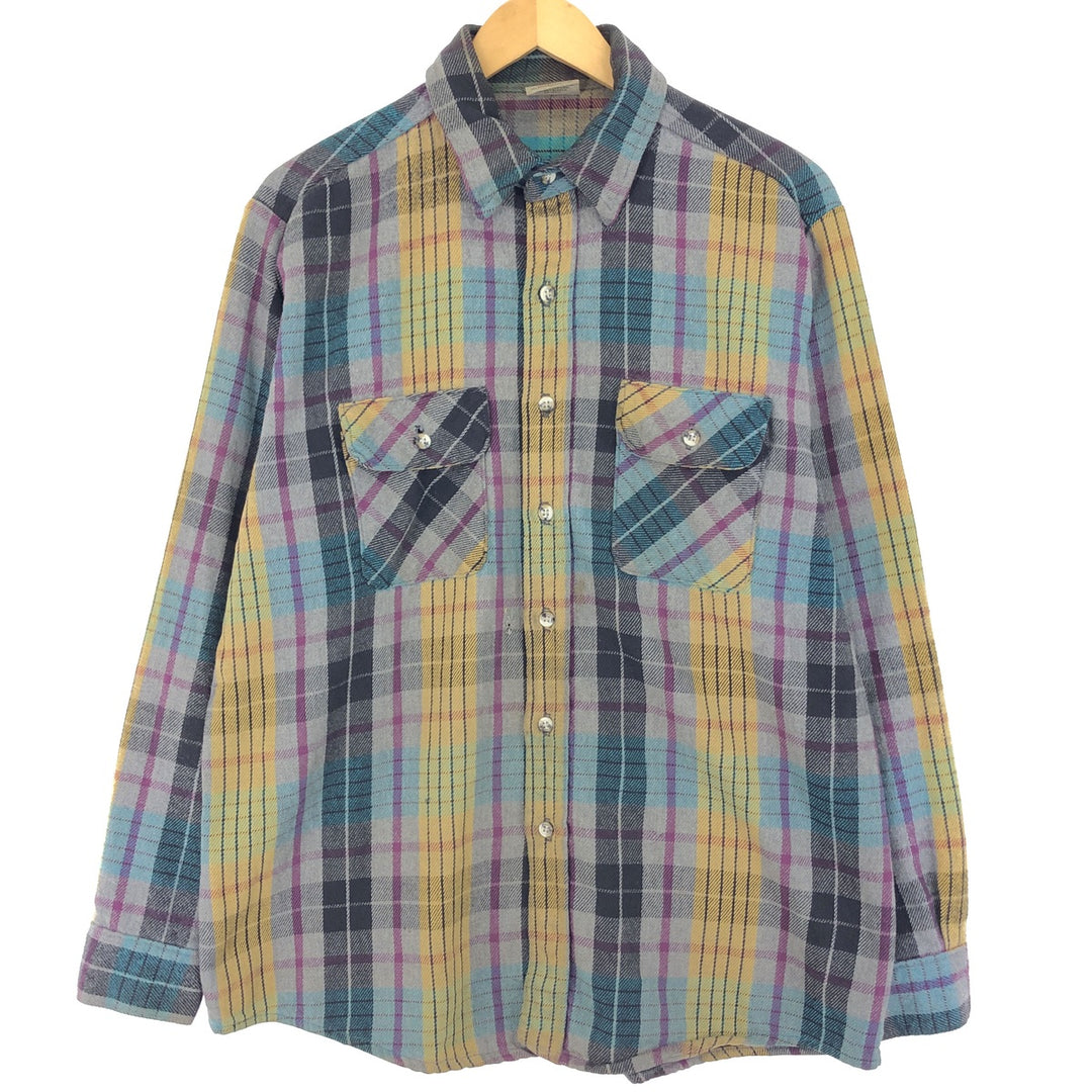 90'S Five Brother Long Sleeve Heavy Flannel Check Shirt Men's L Vintage /eaa422316