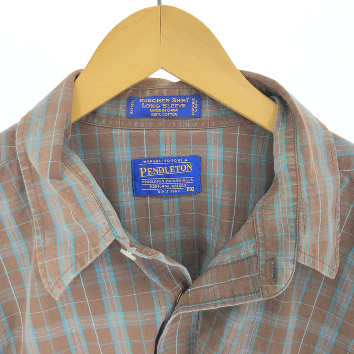 00'S Pendleton Check Pattern Long Sleeve Western Shirt Men's XL /eaa422621