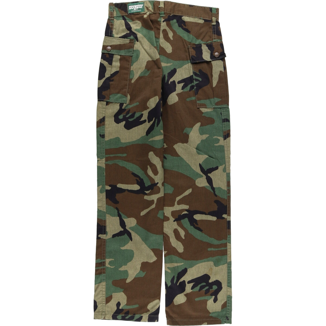Civilian SAFTBAK Camouflage Pattern Woodland Camo Military Cargo Pants Men's Size W29 unclear Khaki type sage green Vintage Second Hand