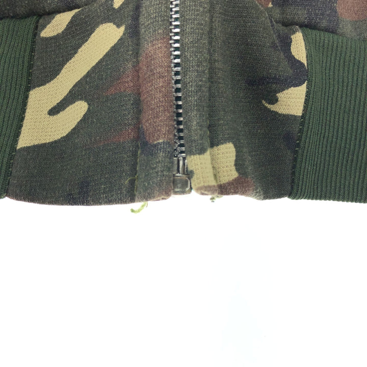 Vintage 70s~80'S Camouflage Pattern Woodland Camo Sweat Full Zip Hoodie Made in USA Women's L /eaa423034