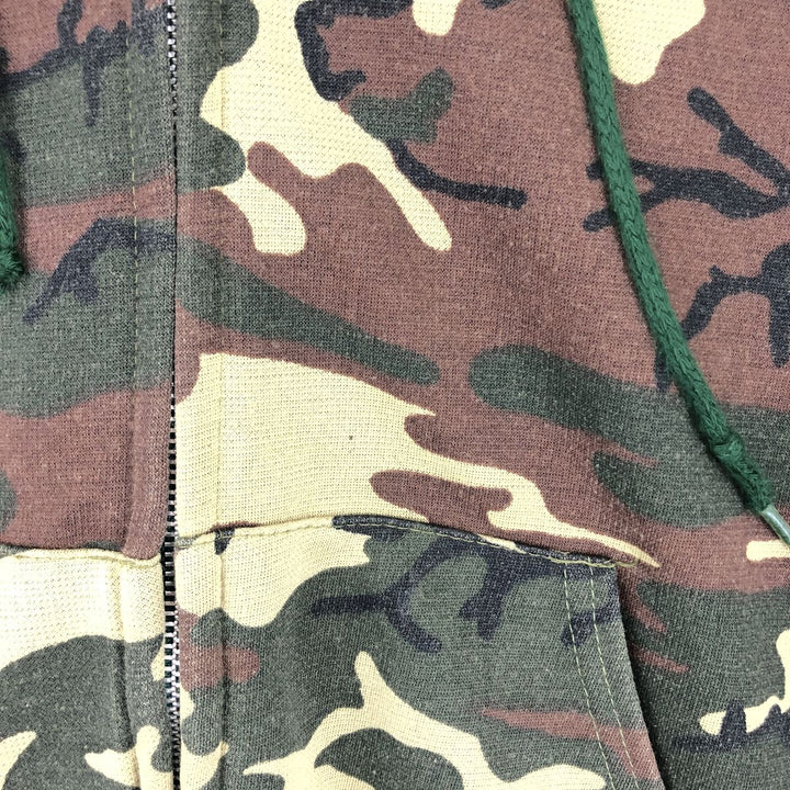 Vintage 70s~80'S Camouflage Pattern Woodland Camo Sweat Full Zip Hoodie Made in USA Women's L /eaa423034