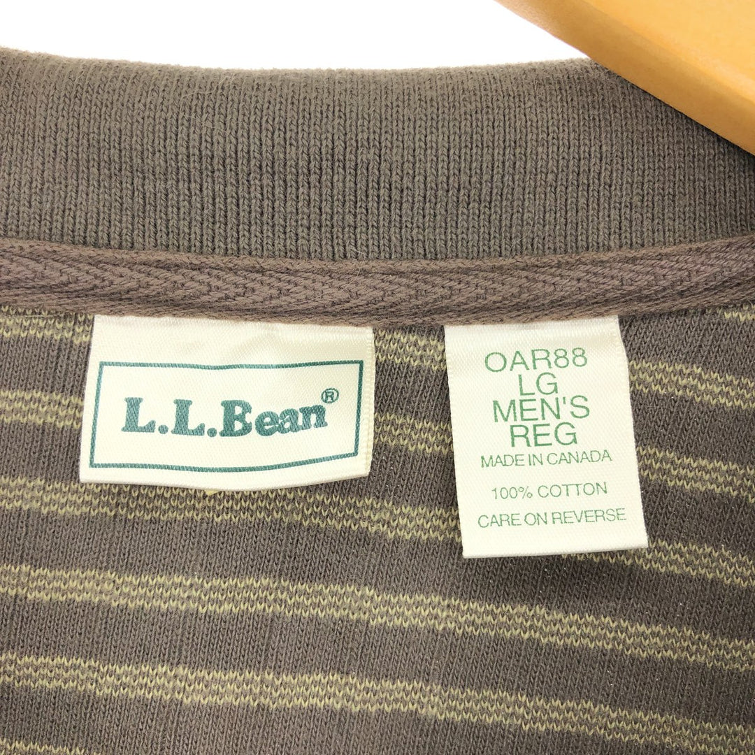 LLBean Half-Zip Long Sleeve Striped Polo Shirt Made in Canada Men's L /eaa423191