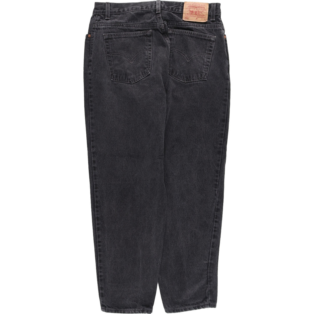 00'S Levi's 550 RELAXED FIT TAPERED LEG Black Denim Tapered Denim Pants Made in USA Women's L (w34) /eaa423354