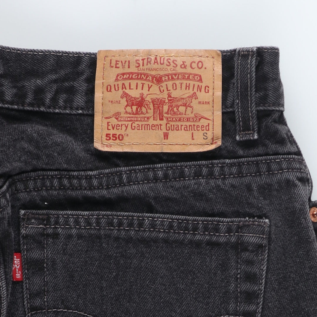 00'S Levi's 550 RELAXED FIT TAPERED LEG Black Denim Tapered Denim Pants Made in USA Women's L (w34) /eaa423354