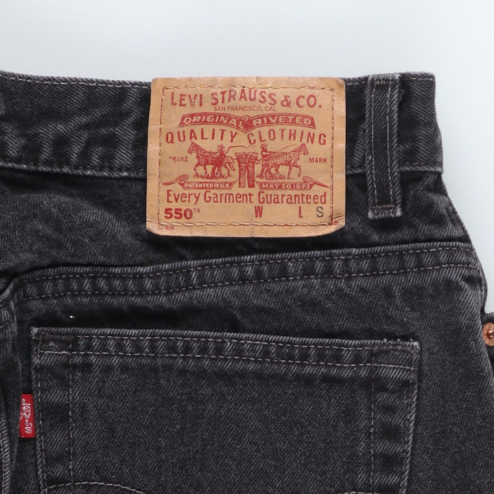 00'S Levi's 550 RELAXED FIT TAPERED LEG Black Denim Tapered Denim Pants Made in USA Women's L (w34) /eaa423354
