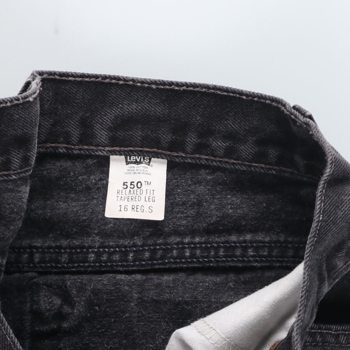 00'S Levi's 550 RELAXED FIT TAPERED LEG Black Denim Tapered Denim Pants Made in USA Women's L (w34) /eaa423354