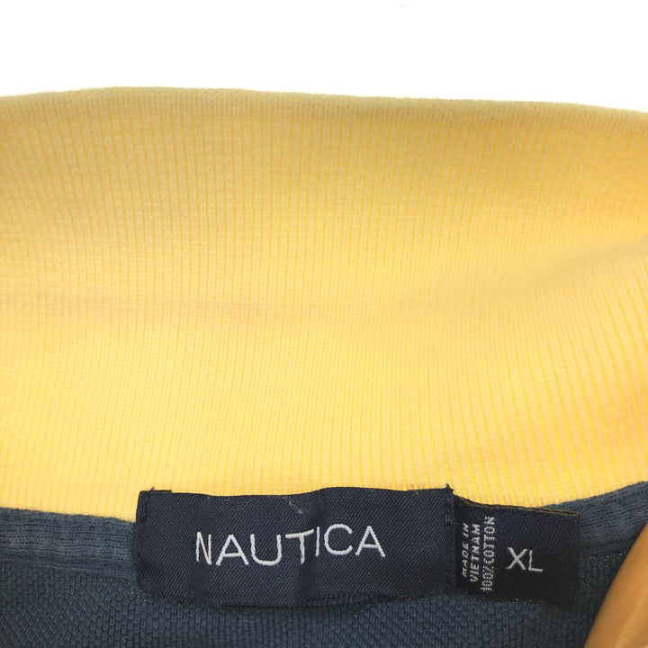 00'S Nautica capital letter long sleeve striped polo shirt men's XL vintage /eaa423430