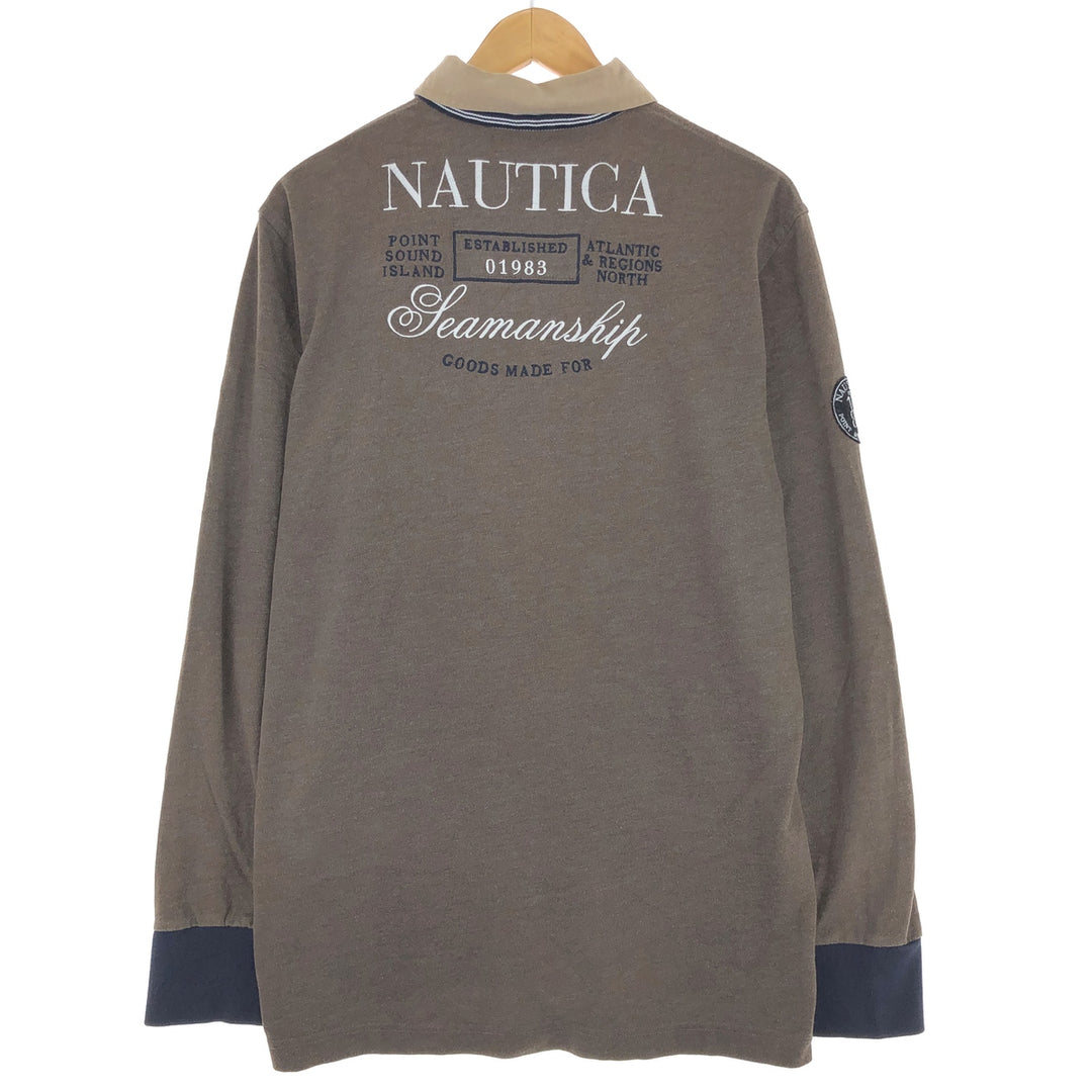 00'S Nautica capital letter back embroidery long sleeve polo shirt men's M /eaa423431