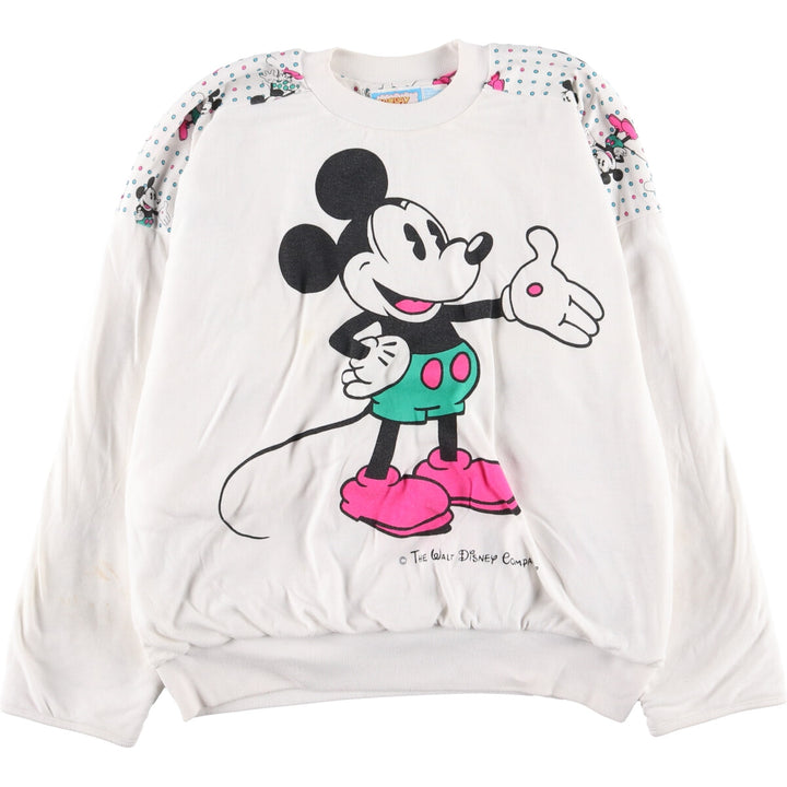 80'S SUNDAY COMICS MICKEY MOUSE Mickey Mouse padded character sweatshirt, women's L, vintage /eaa423556