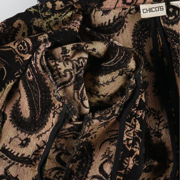 CHICOS Fringed All-Over Paisley Pattern Gobelin Jacket Women's M /eaa423673