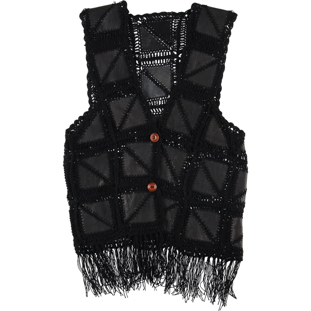 Fringed leather vest for women, S /eaa423695