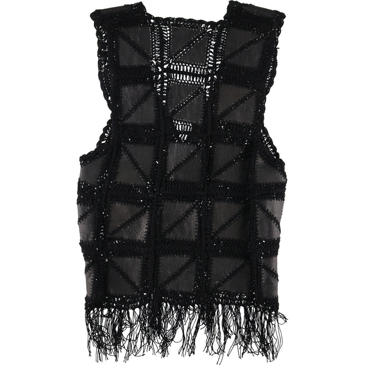 Fringed leather vest for women, S /eaa423695