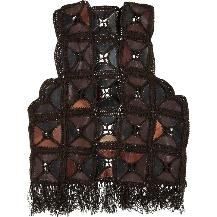 Fringed leather vest for women, Medium /eaa423699