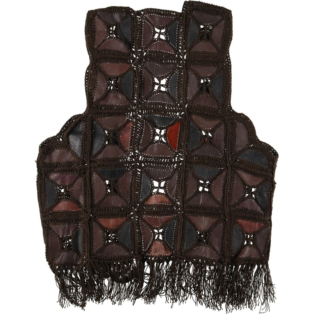 Fringed leather vest for women, Medium /eaa423699