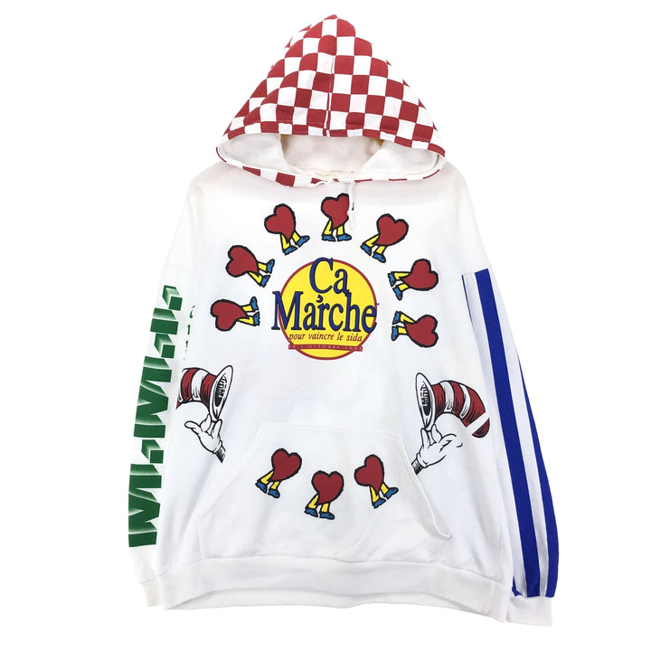 90'S The Cat in the Hat Cat in the Hat back print sleeve print sweatshirt pullover hoodie made in Canada women's M vintage /eaa423952