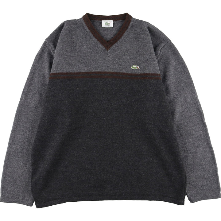 Lacoste LACOSTE French design V-neck wool knit sweater size 7, men's XL /eaa424125